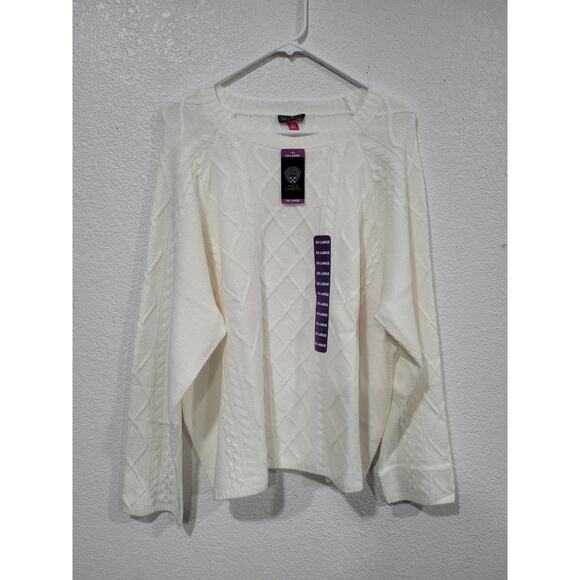 Vince Camuto Women's Cream Argyle Long Sleeve Sweater size XXL #16 - Picture 1 of 3